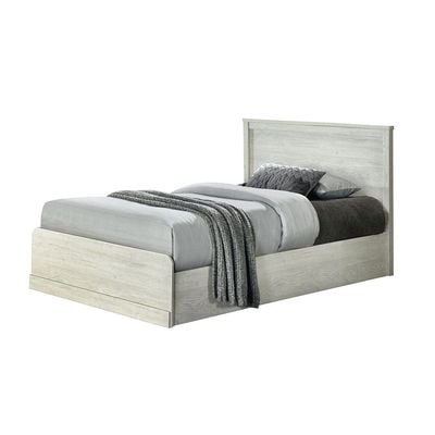 Zirco 120x200 Single Bed with Storage - White Oak - With 2-Year Warranty